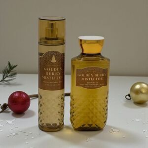 Bath and Body Works Golden Berry Mistletoe Body Care Gift Set NWT